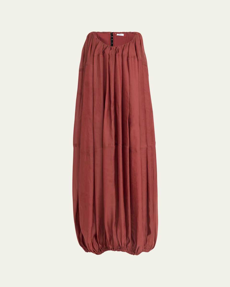 Strapless Bubble-Hem Maxi Dress